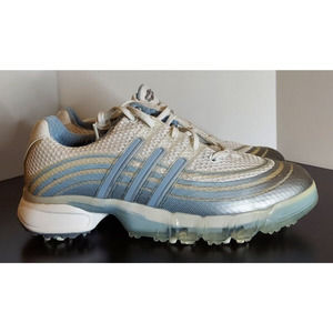 Adidas Powerband Blue White Golf Shoes 738116 Womens Size 9 Traxion Adiprene